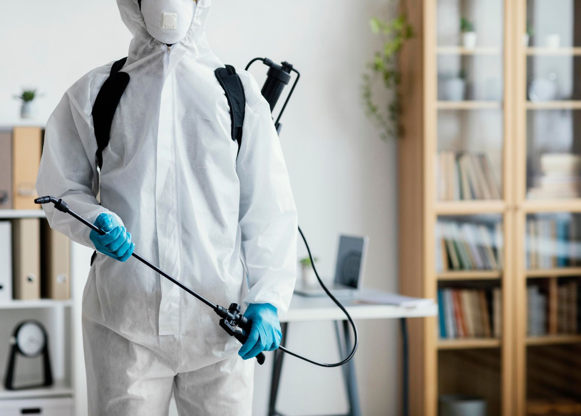 Local pest control technician at a Utah home